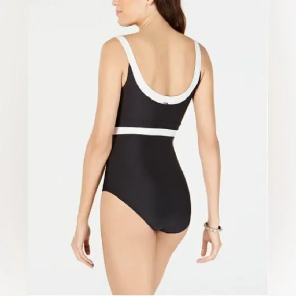Dkny Black and White Colorblock One Piece Swimsuit - Picture 2 of 11